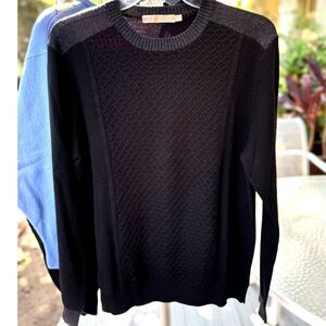 Raffi Black & Dark Grey Extra Fine Merino Cable Front Sweater Size M Italian